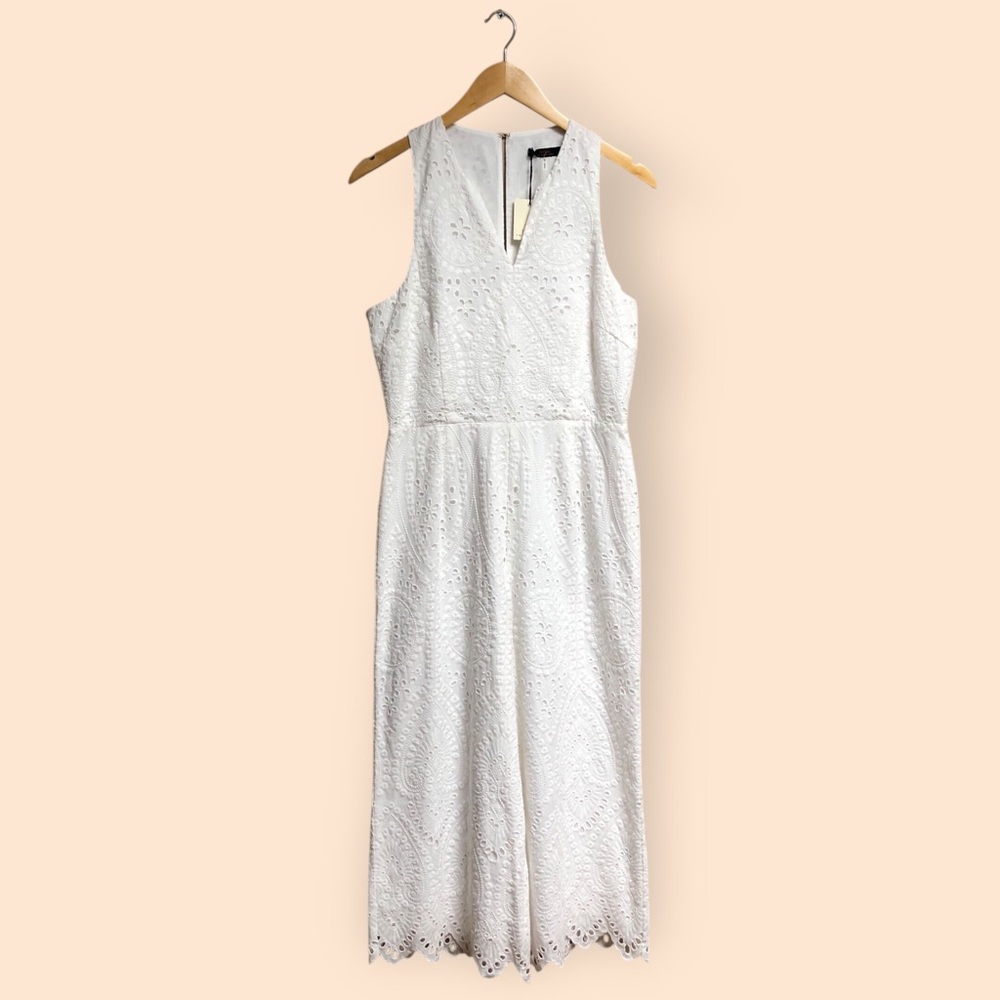 Trina Turk NWT White Eyelet Jumpsuit Outfit Preppy Summer Party Bridal Women’s 6